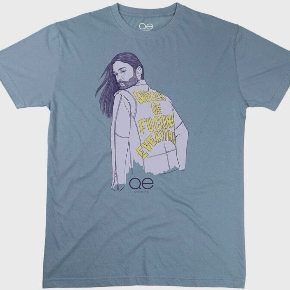 QUEER EYE‎ Queen Of Everything Denim T-Shirt Blue Size XS Unisex Casual Tee NWT